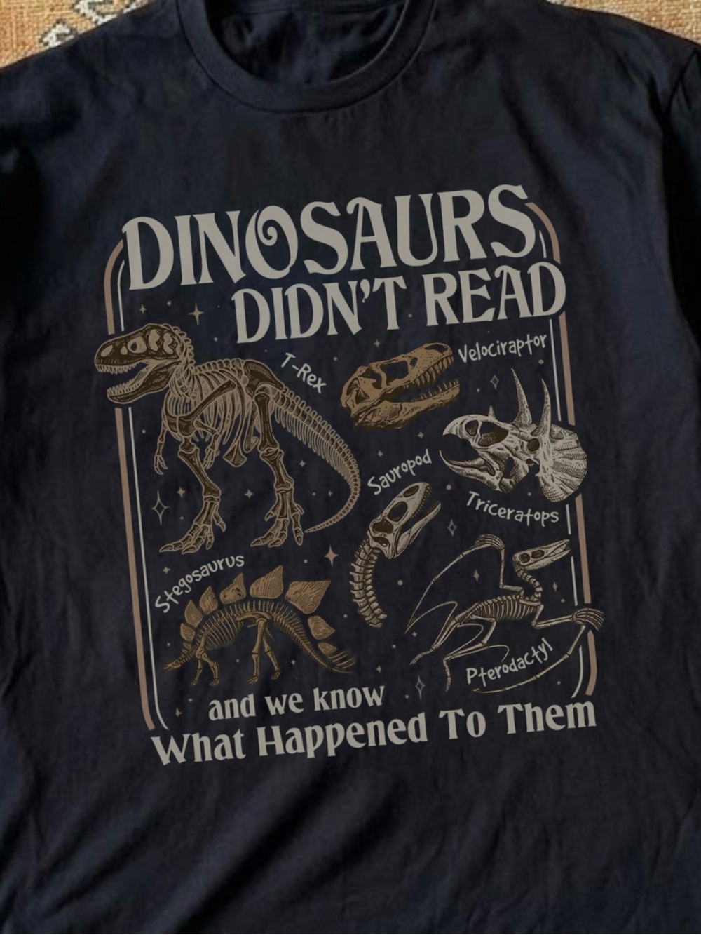 Dinosaurs Didn't Read Retro Bookish T-shirt - Picture 2 of 4